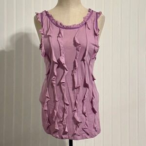 Marc by Marc Jacobs Large Lavender Pima Cotton Ruffle Tank Top Y2K Coquette